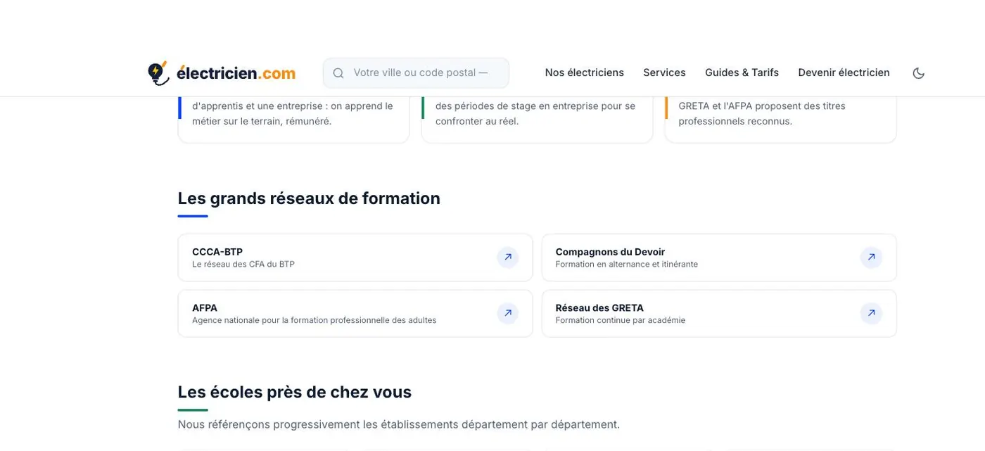 Réseaux nationaux de formation et annuaire des établissements