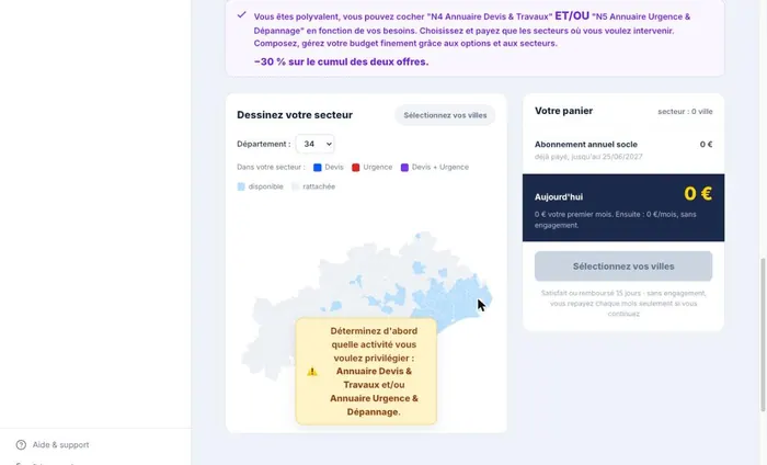 Configurateur de secteurs d'électricien.com
