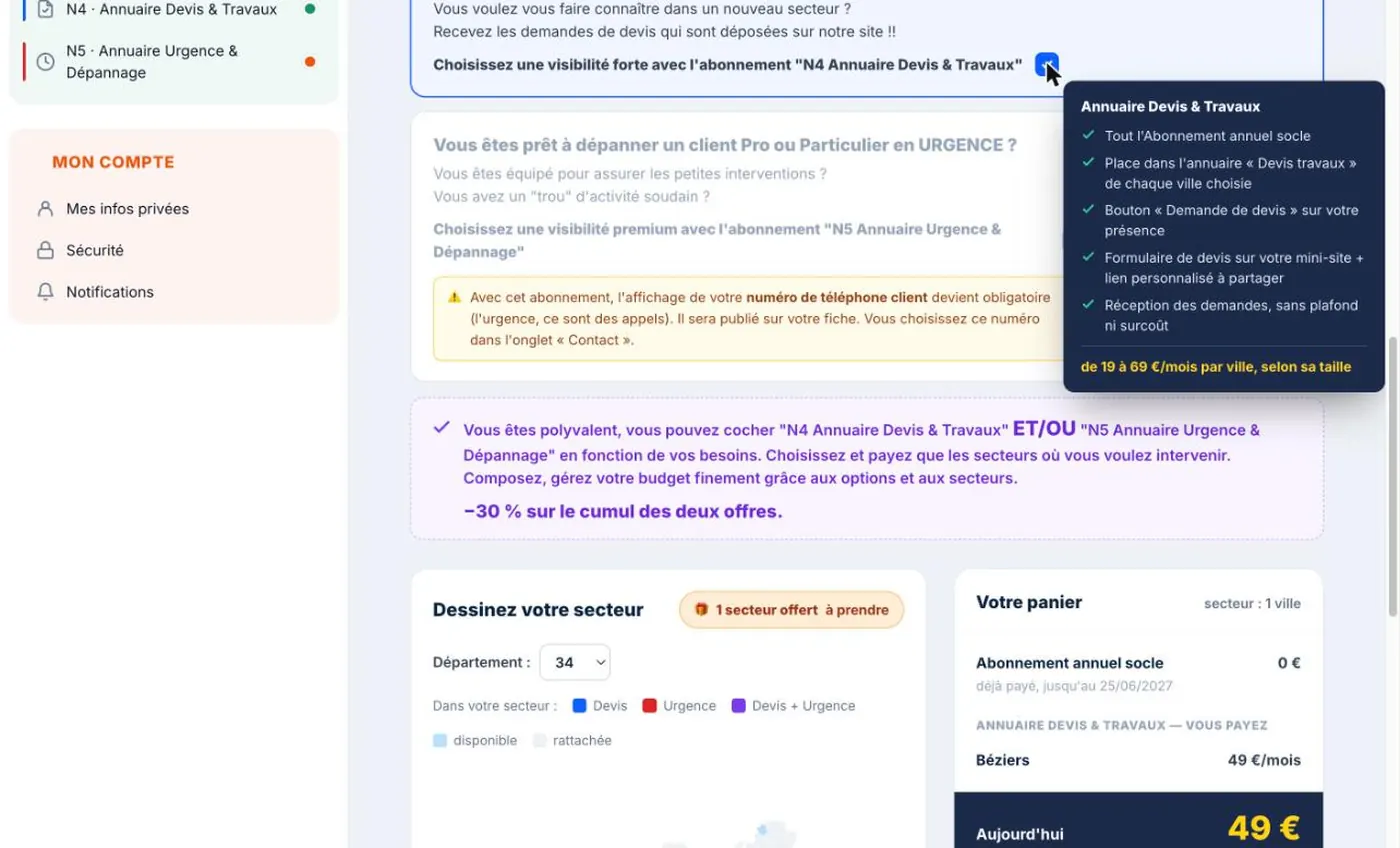 Panier actif avec la commune de Béziers à 49 euros par mois