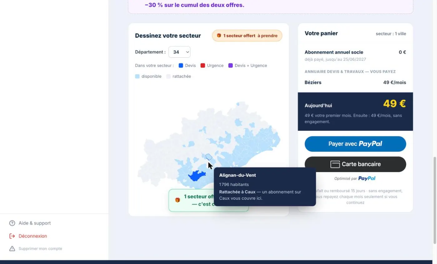 Infobulle expliquant qu'une commune est rattachée à une commune de référence
